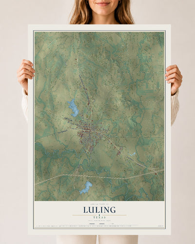 Map of Luling, Texas, 24 x 36 inch unframed archival matte print