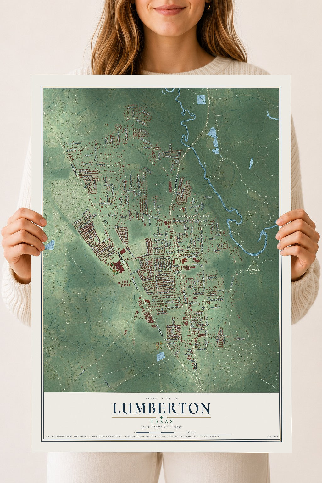 Map of Lumberton, Texas, 18 x 24 inch unframed archival matte print