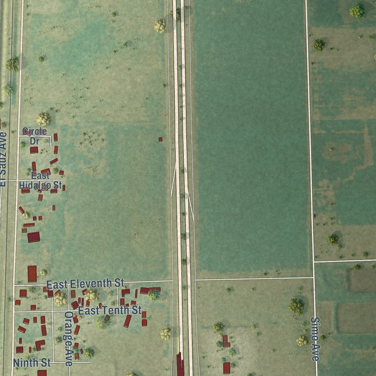 Second close-up of the map of Lyford, Texas print showing more streets and buildings