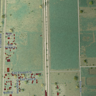 Second close-up of the map of Lyford, Texas print showing more streets and buildings