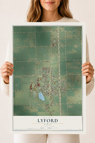 Map of Lyford, Texas, 18 x 24 inch unframed archival matte print