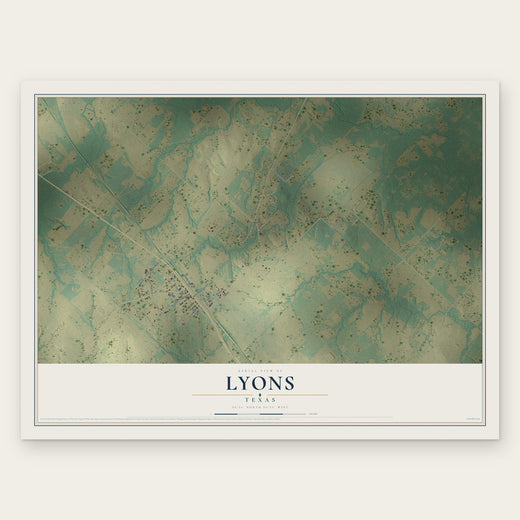 Lyons, Texas map print, the full design