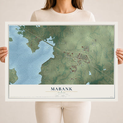 Map of Mabank, Texas, 18 x 24 inch unframed archival matte print
