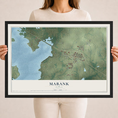 Map of Mabank, Texas, 18 x 24 inch print in a black wood frame