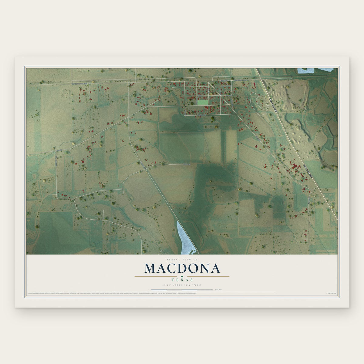 Macdona, Texas map print, the full design