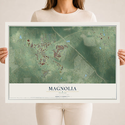 Map of Magnolia, Texas, 18 x 24 inch unframed archival matte print