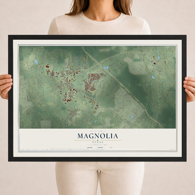 Map of Magnolia, Texas, 18 x 24 inch print in a black wood frame