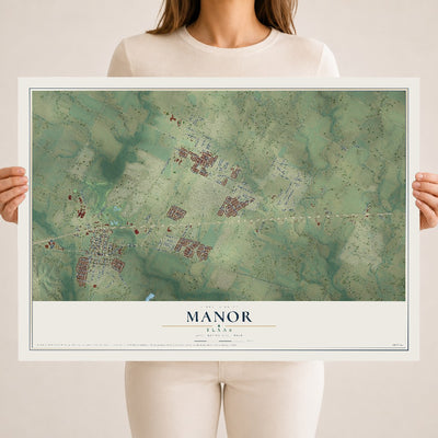 Map of Manor, Texas, 18 x 24 inch unframed archival matte print