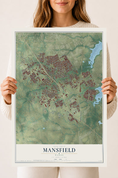 Map of Mansfield, Texas, 18 x 24 inch unframed archival matte print