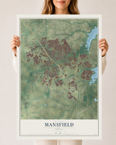 Map of Mansfield, Texas, 24 x 36 inch unframed archival matte print