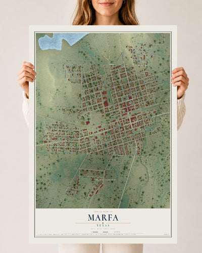 Map of Marfa, Texas, 24 x 36 inch unframed archival matte print