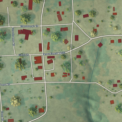 Close-up of the map of Marietta, Texas print showing street and building detail