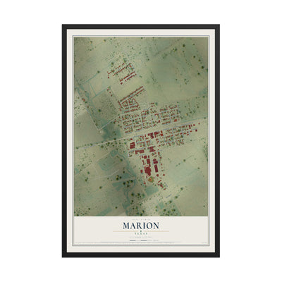 Map of Marion, Texas, 12 x 18 inch print in a black wood frame