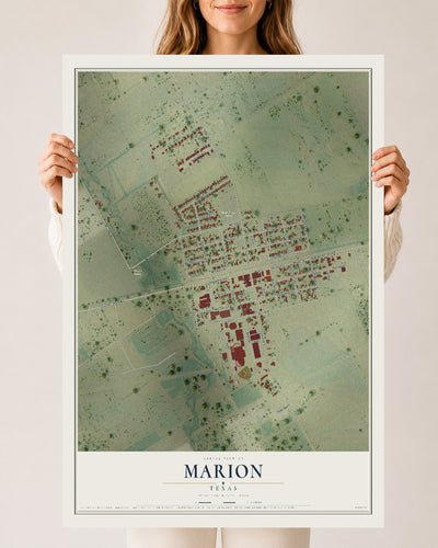 Map of Marion, Texas, 24 x 36 inch unframed archival matte print
