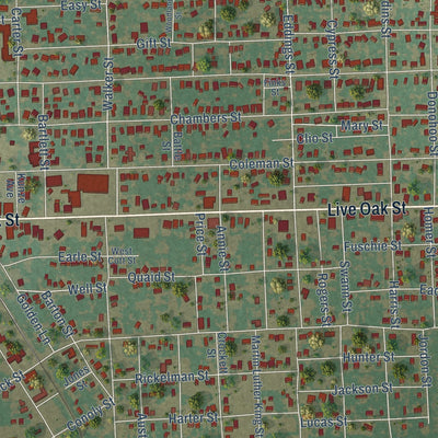 Close-up of the map of Marlin, Texas print showing street and building detail