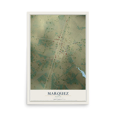 Map of Marquez, Texas, 12 x 18 inch unframed archival matte print
