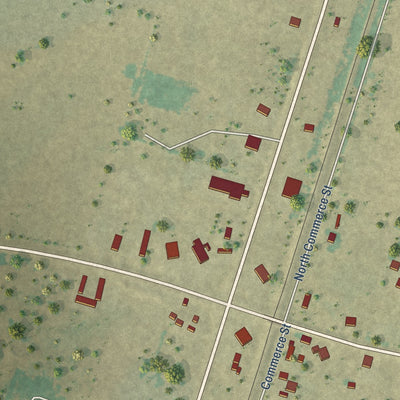 Second close-up of the map of Marquez, Texas print showing more streets and buildings