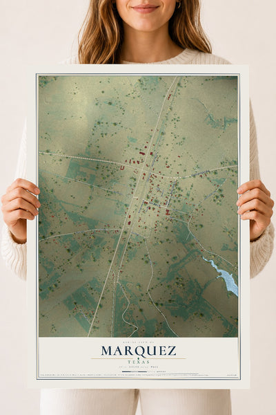 Map of Marquez, Texas, 18 x 24 inch unframed archival matte print