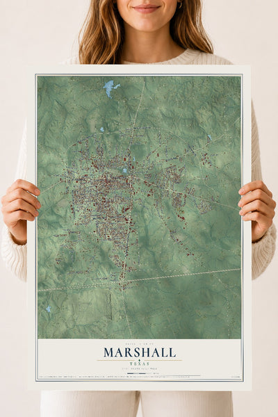 Map of Marshall, Texas, 18 x 24 inch unframed archival matte print
