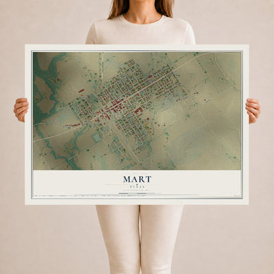 Map of Mart, Texas, 24 x 36 inch unframed archival matte print