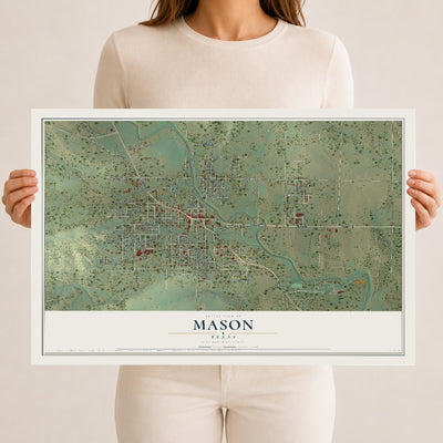 Map of Mason, Texas, 12 x 18 inch unframed archival matte print