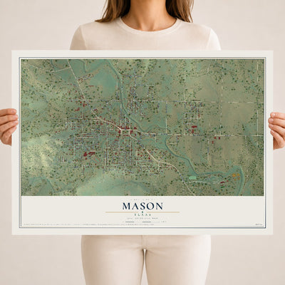 Map of Mason, Texas, 18 x 24 inch unframed archival matte print