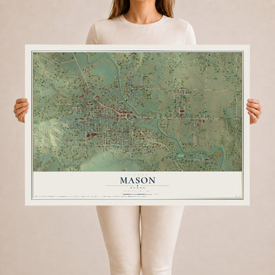 Map of Mason, Texas, 24 x 36 inch unframed archival matte print