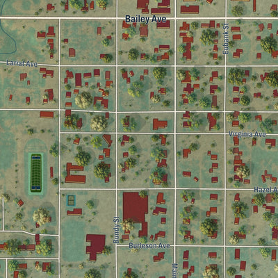 Close-up of the map of Matador, Texas print showing street and building detail