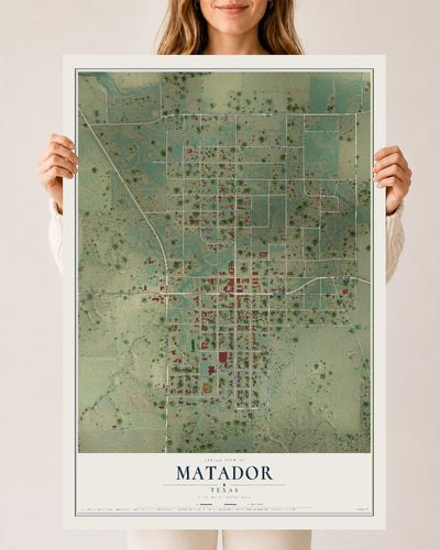 Map of Matador, Texas, 24 x 36 inch unframed archival matte print