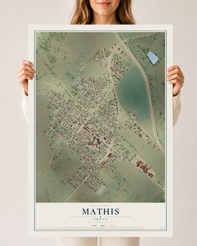Map of Mathis, Texas, 24 x 36 inch unframed archival matte print