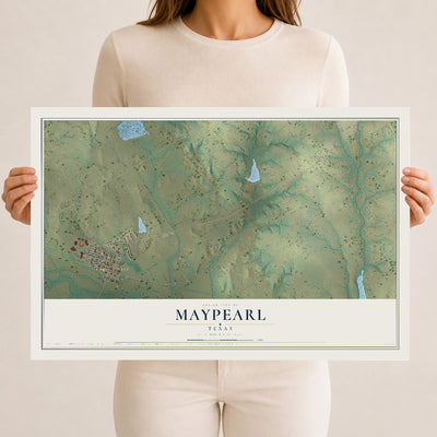 Map of Maypearl, Texas, 12 x 18 inch unframed archival matte print