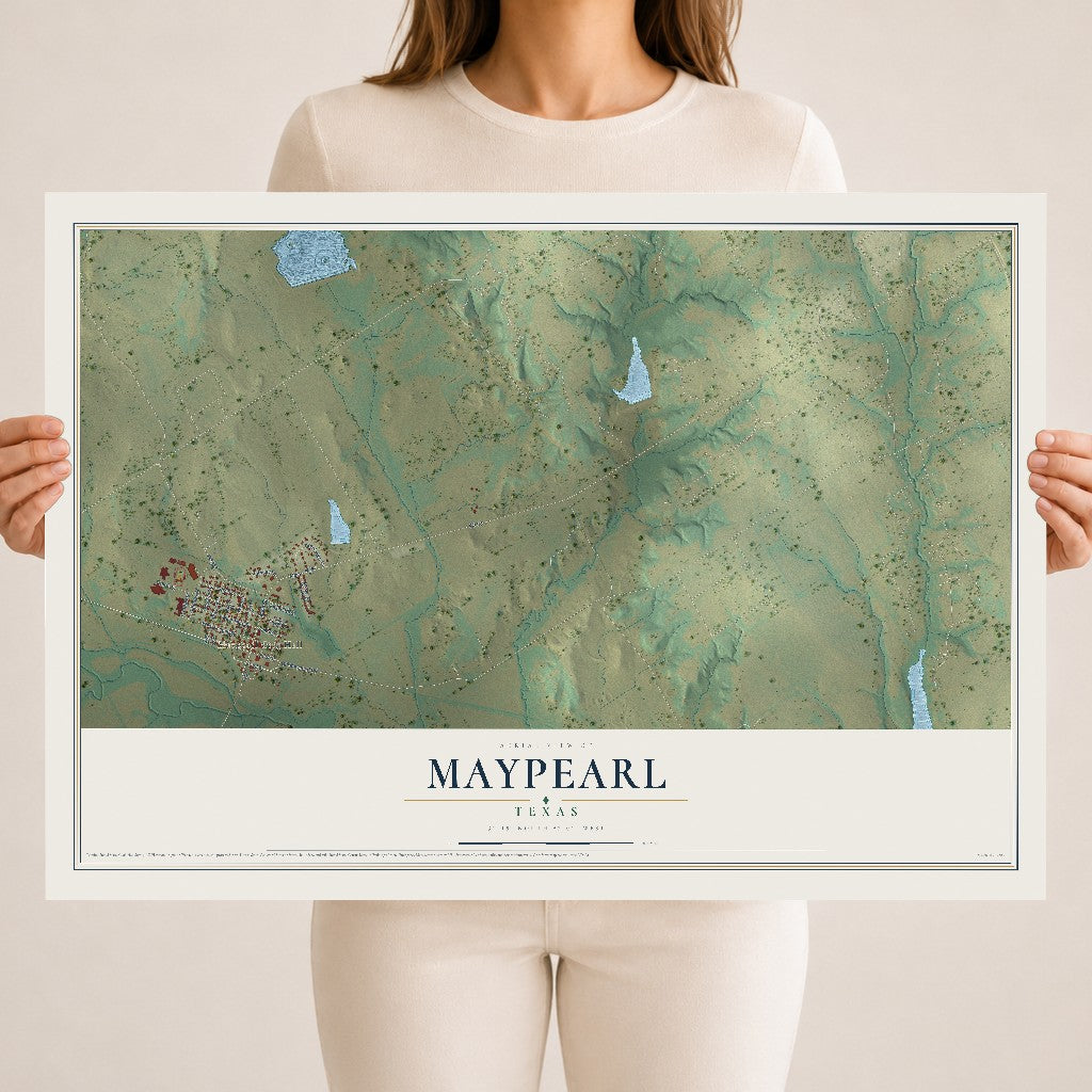 Map of Maypearl, Texas, 18 x 24 inch unframed archival matte print