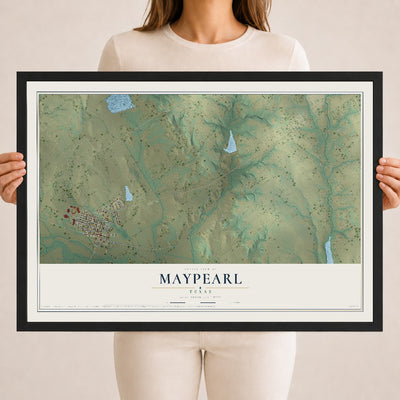 Map of Maypearl, Texas, 18 x 24 inch print in a black wood frame