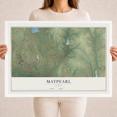 Map of Maypearl, Texas, 18 x 24 inch print in a white wood frame