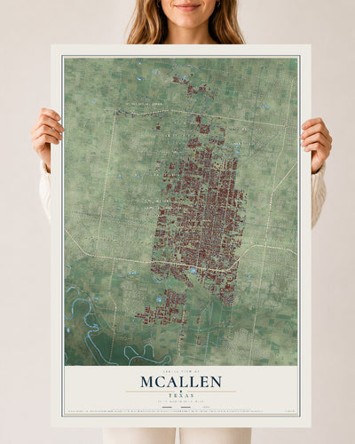 Map of McAllen, Texas, 24 x 36 inch unframed archival matte print