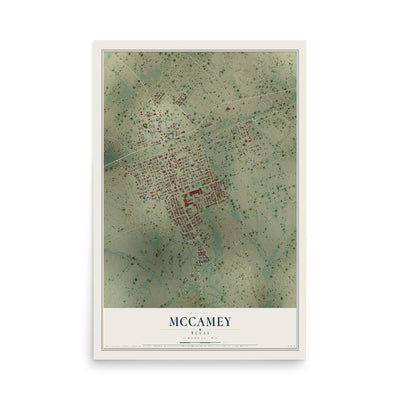 Map of McCamey, Texas, 12 x 18 inch unframed archival matte print