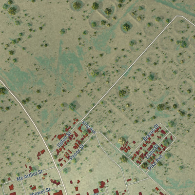 Second close-up of the map of McCamey, Texas print showing more streets and buildings