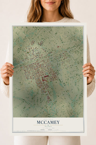 Map of McCamey, Texas, 18 x 24 inch unframed archival matte print