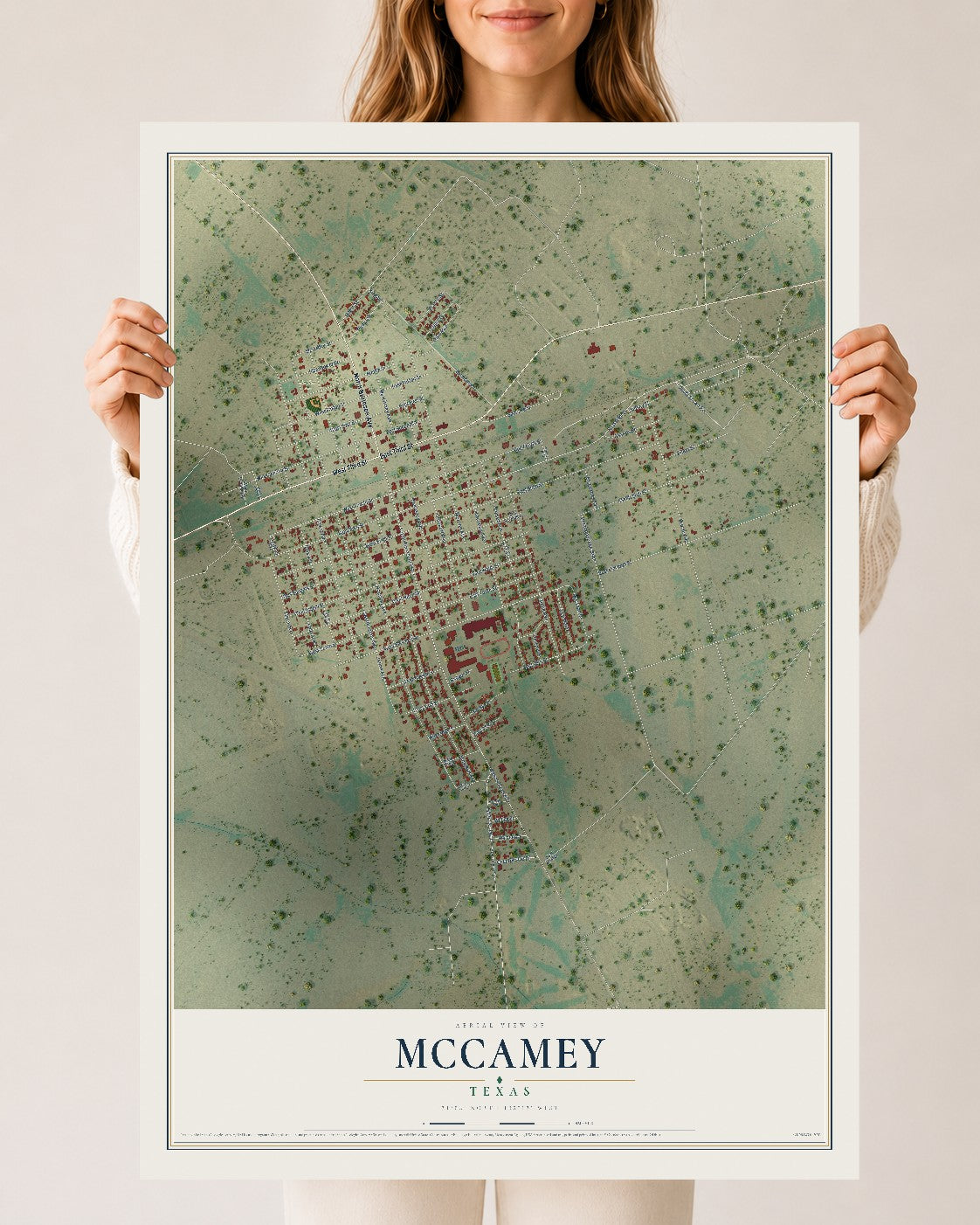 Map of McCamey, Texas, 24 x 36 inch unframed archival matte print