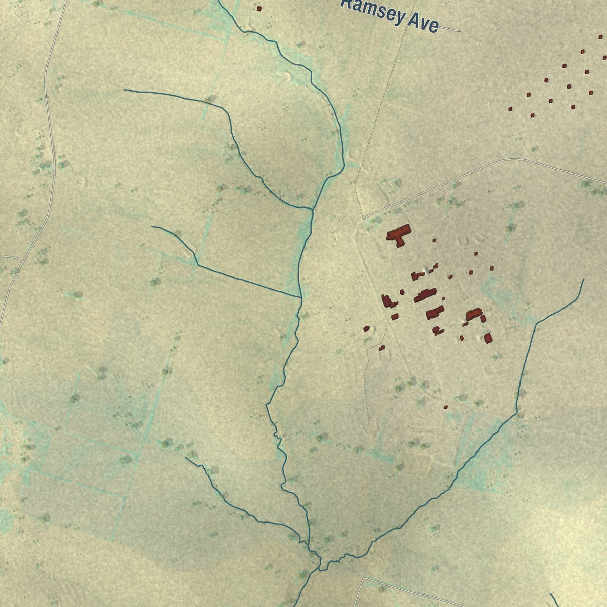 Second close-up of the map of McGregor, Texas print showing more streets and buildings