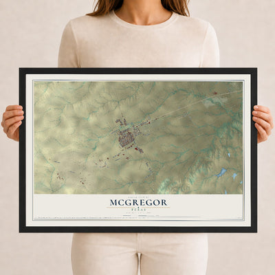 Map of McGregor, Texas, 12 x 18 inch print in a black wood frame