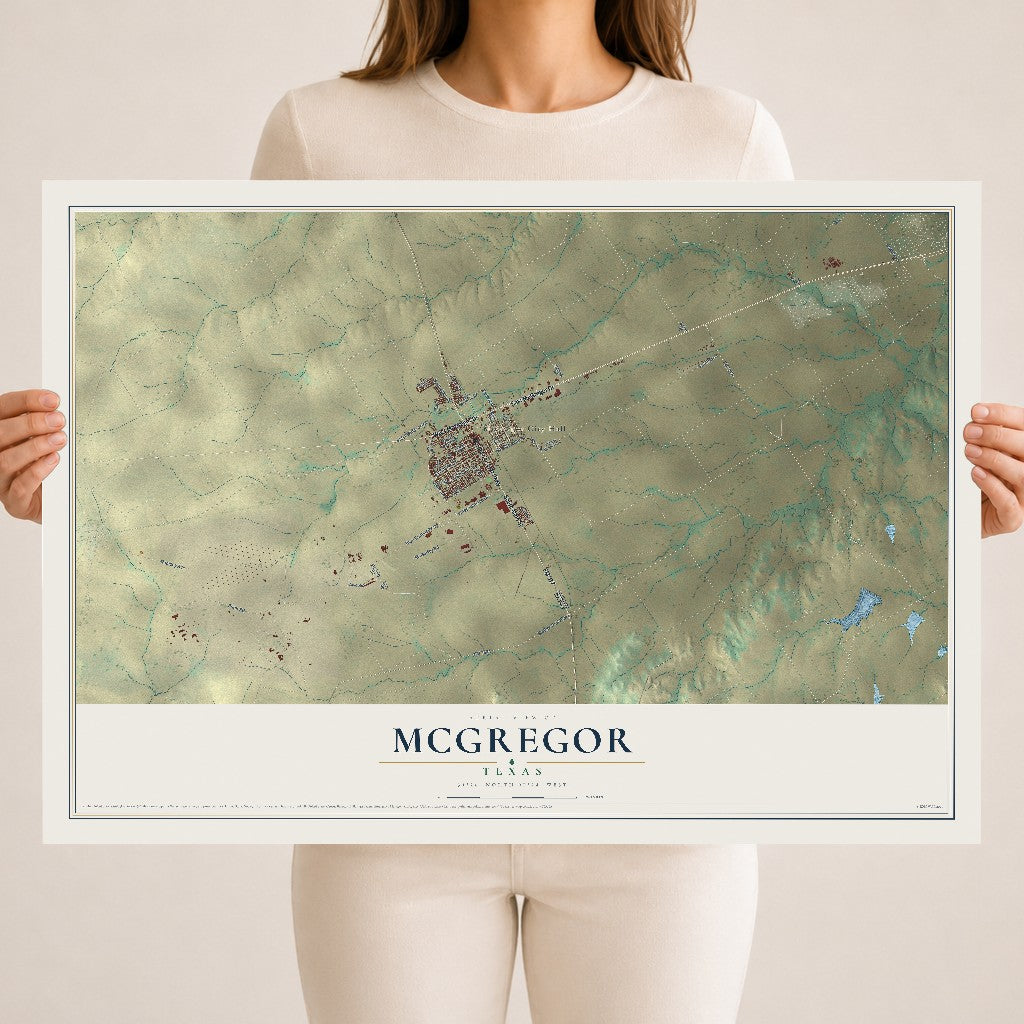 Map of McGregor, Texas, 18 x 24 inch unframed archival matte print