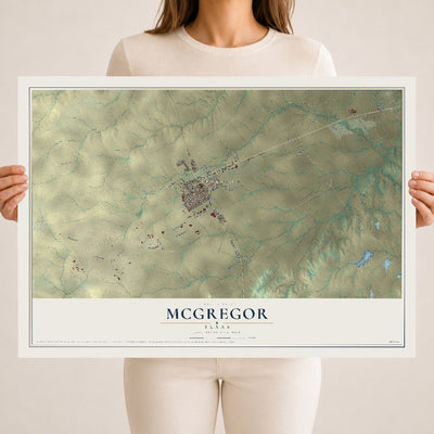 Map of McGregor, Texas, 18 x 24 inch unframed archival matte print