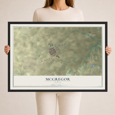 Map of McGregor, Texas, 24 x 36 inch print in a black wood frame