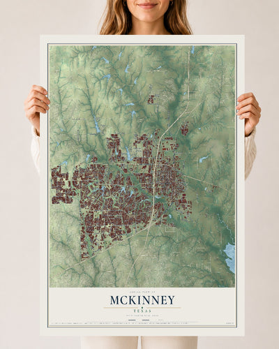 Map of McKinney, Texas, 24 x 36 inch unframed archival matte print