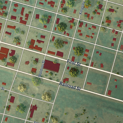 Second close-up of the map of McLean, Texas print showing more streets and buildings