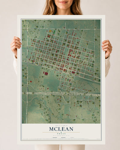 Map of McLean, Texas, 24 x 36 inch unframed archival matte print