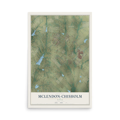 Map of McLendon-Chisholm, Texas, 12 x 18 inch unframed archival matte print