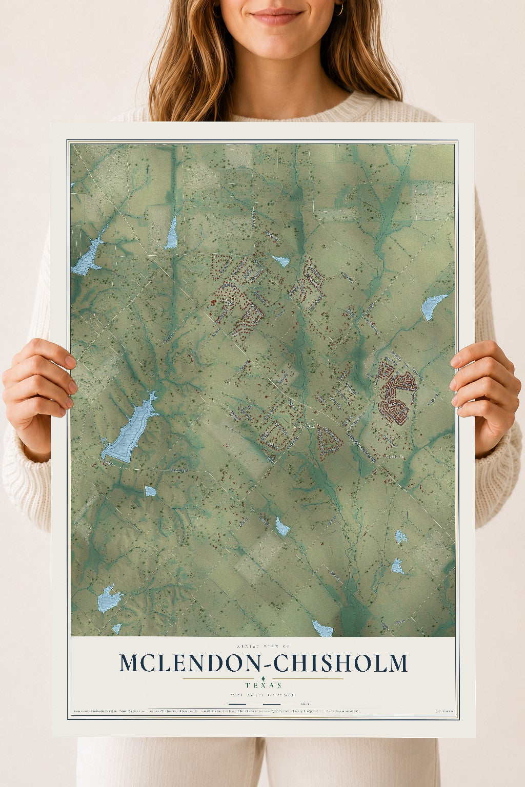 Map of McLendon-Chisholm, Texas, 18 x 24 inch unframed archival matte print