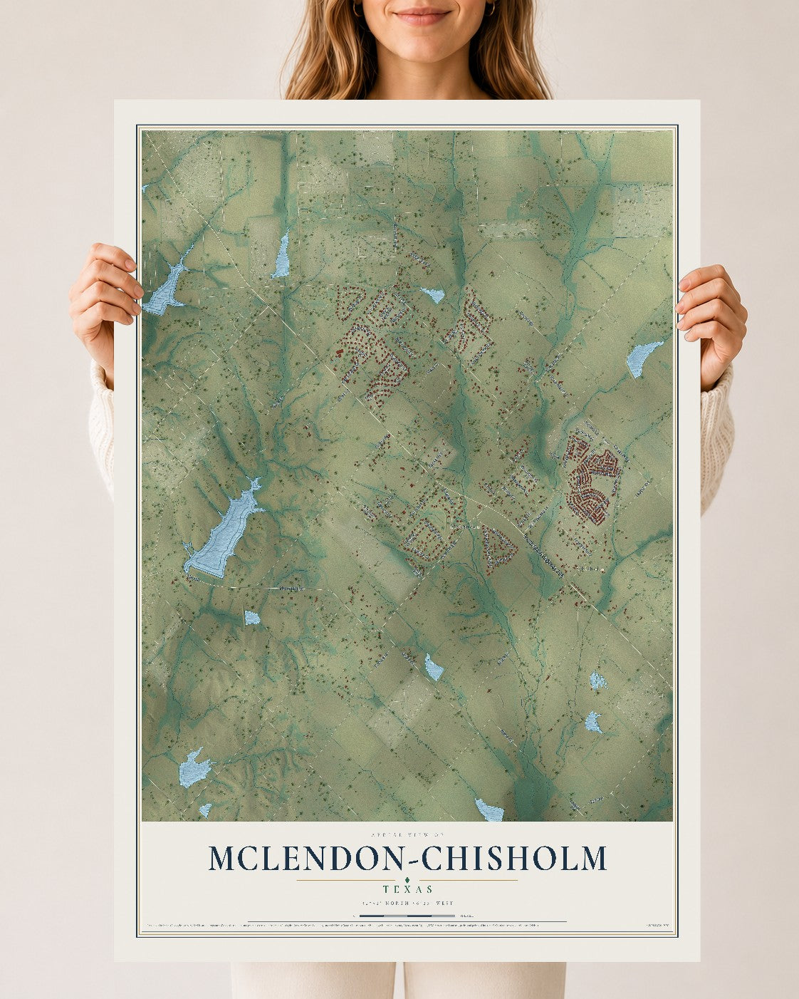 Map of McLendon-Chisholm, Texas, 24 x 36 inch unframed archival matte print